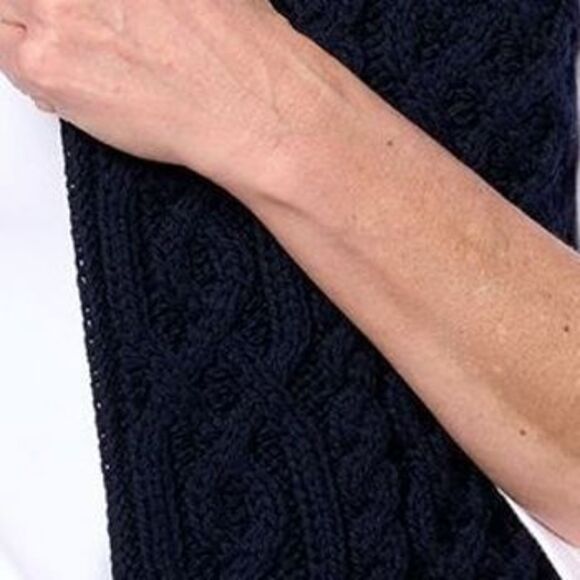 Aran Craft Women's Top Sweater Sz M Merino Wool Open Front Vest Blue A637306 - Picture 2 of 4